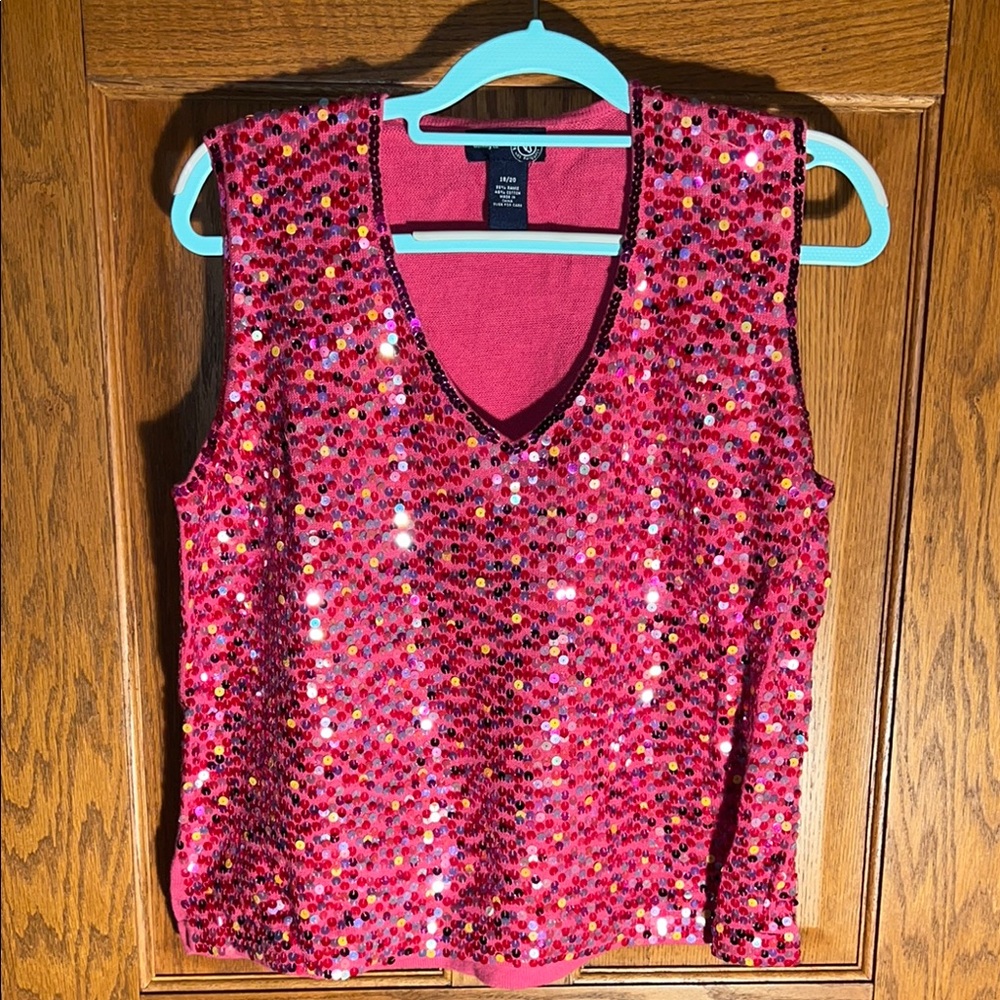 Sequin Pink Sleeveless Top